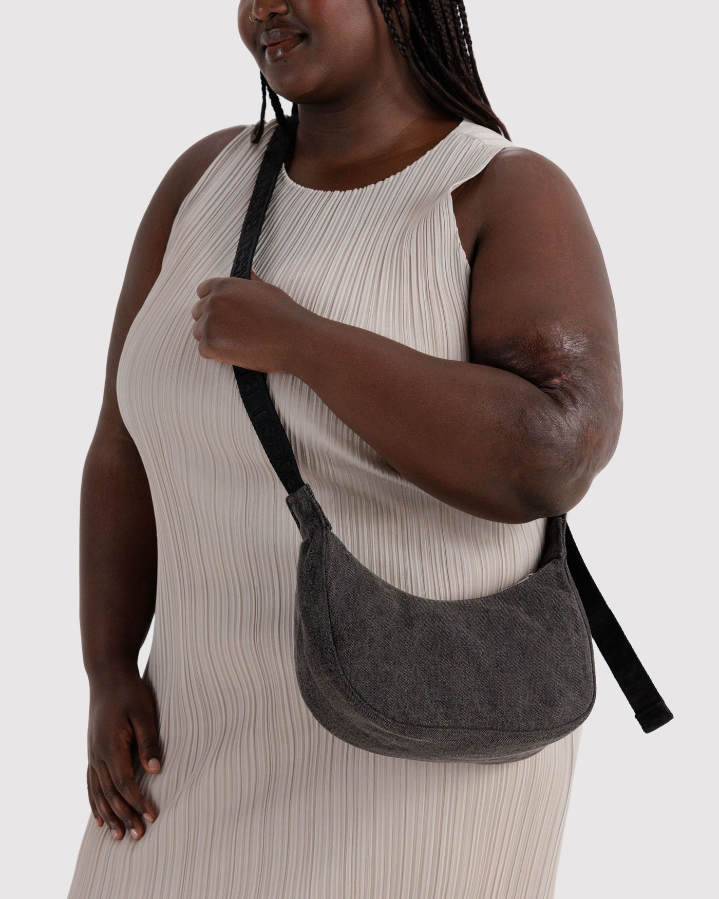 Small Denim Crescent Bag - Lightweight Select