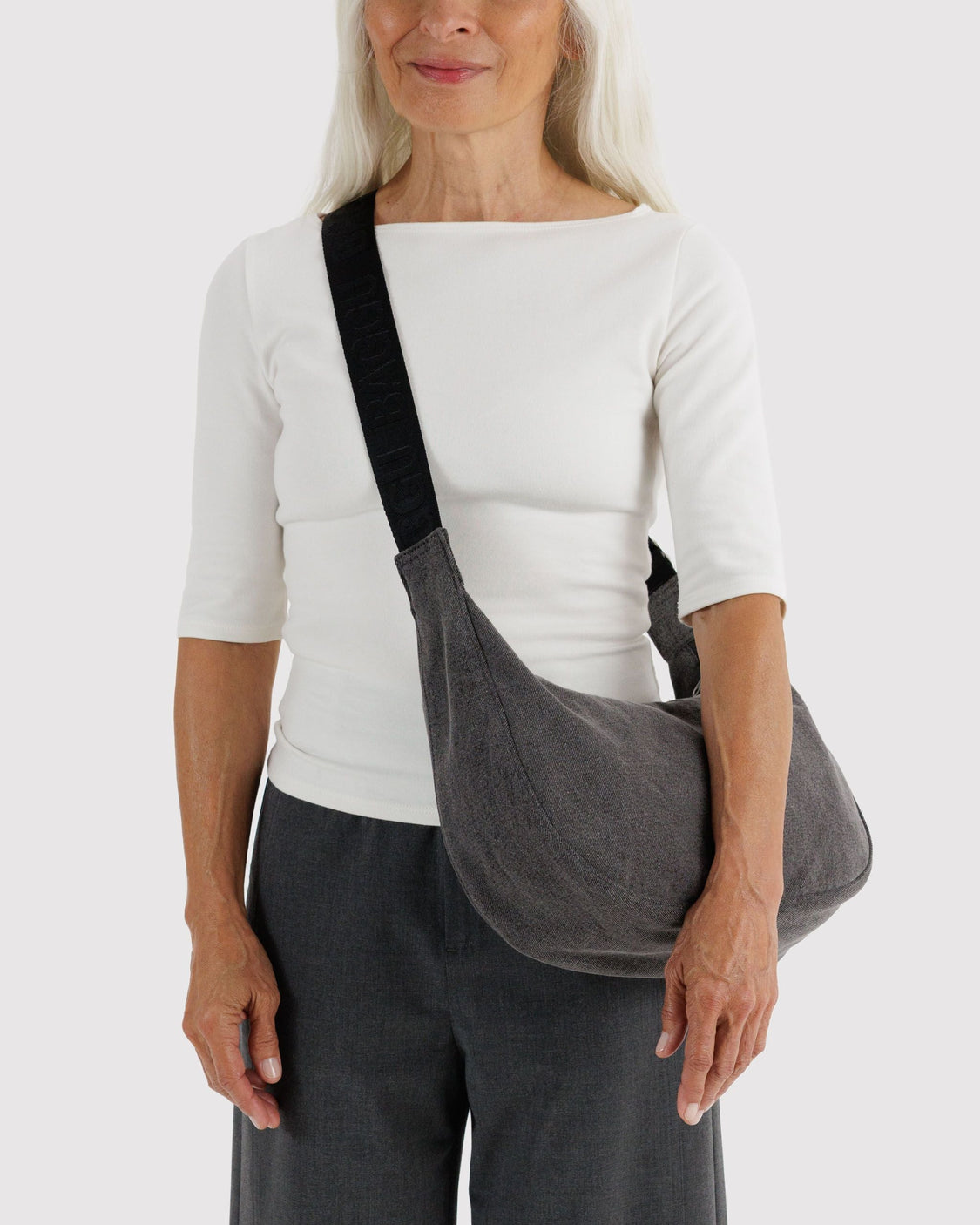 Medium Denim Crescent Bag - Signature Companion
