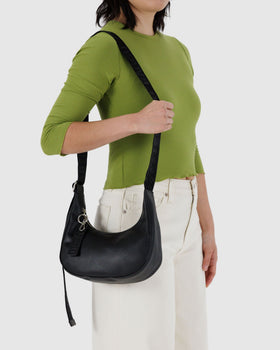 Small Recycled Leather Crescent Bag - Classic Choice