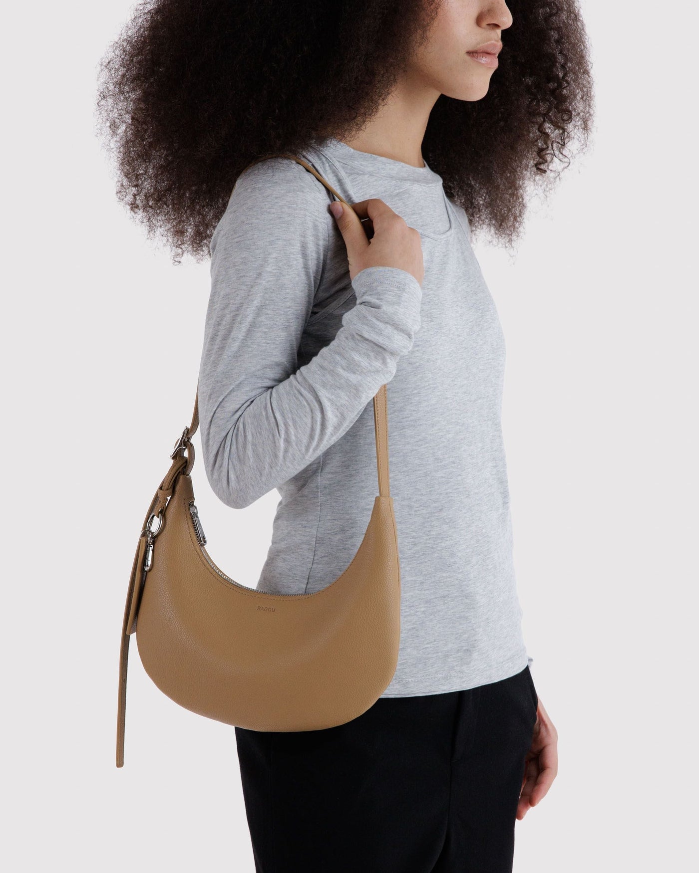 Small Recycled Leather Flat Crescent - Travel Chill